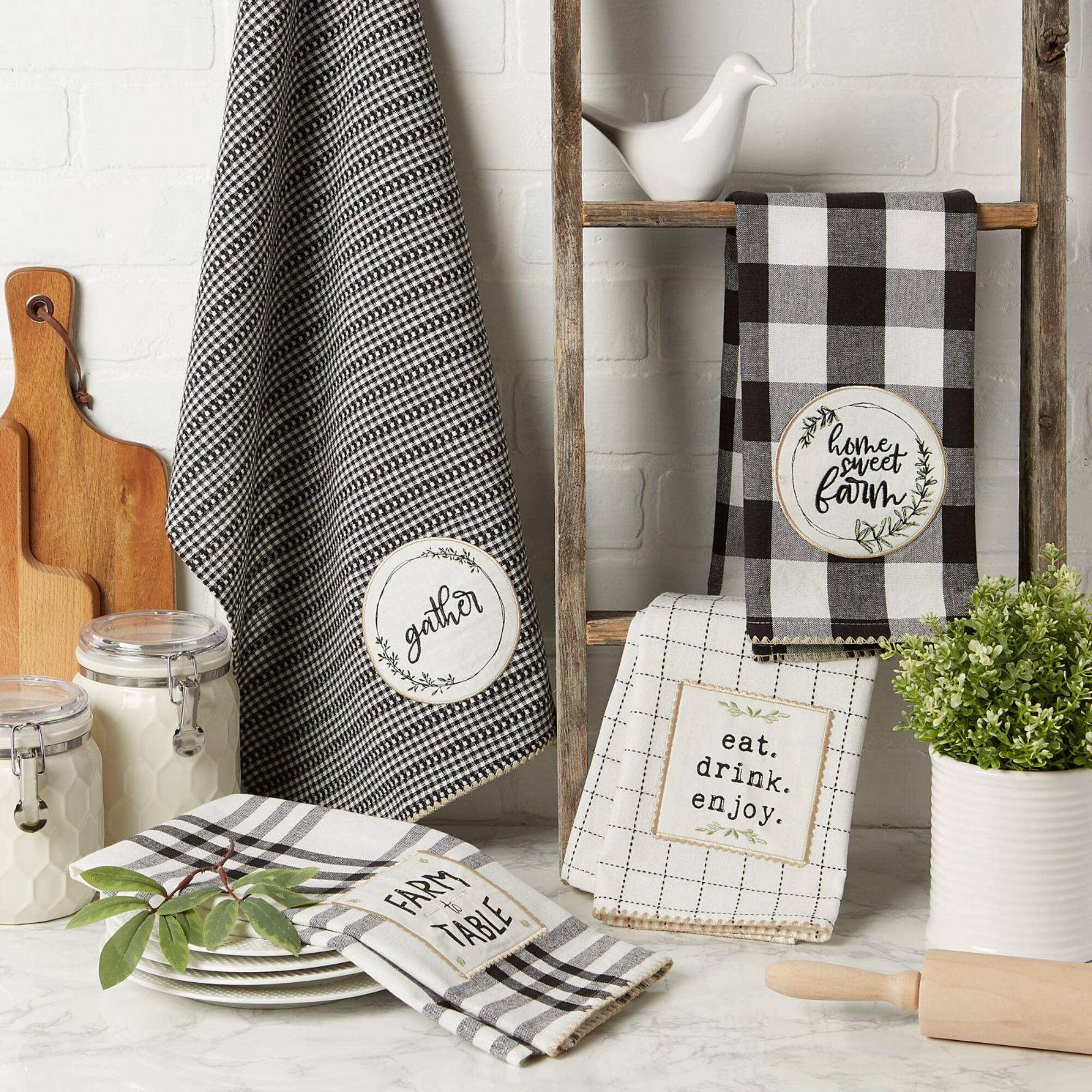 DII® Farm to Table Embellished Dishtowel, 4ct.